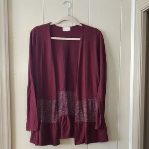 Cloth And Portrait Deep Red Open Front Cardigan Size Medium